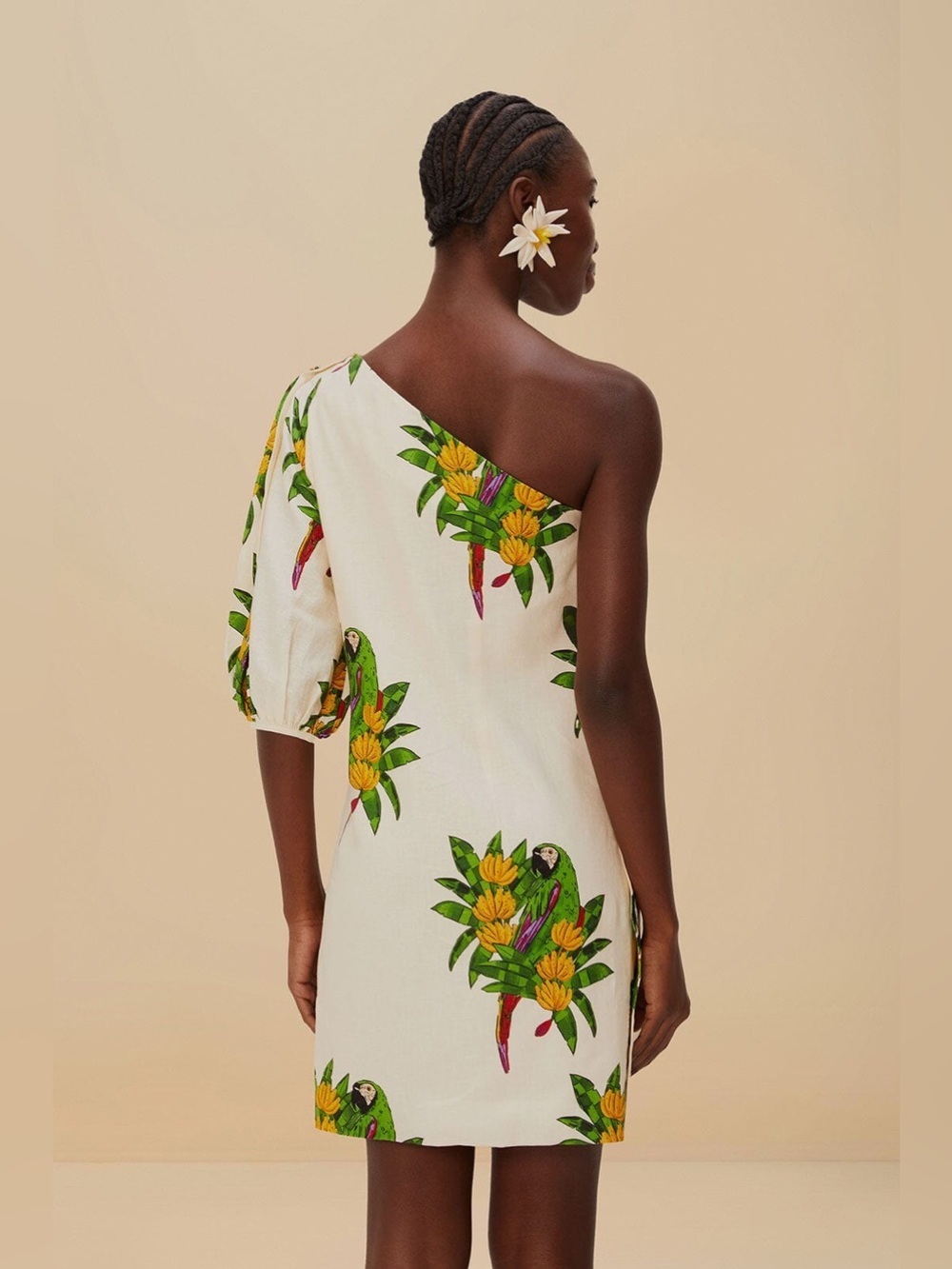 Farm Rio: Off-White Maracana Bird Mini Dress - Picture 4 of 12